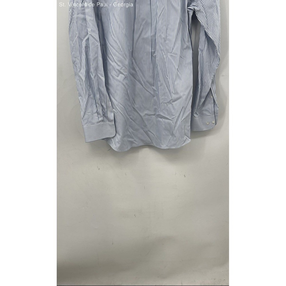 Duluth Trading Long Sleeve Stirped Button Down Shirt Men's Large Tall Blue White - Picture 5 of 8